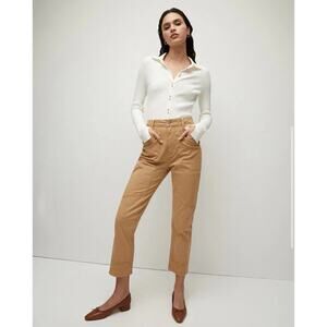 Veronica Beard Cream Ribbed Button-Up Cardigan
